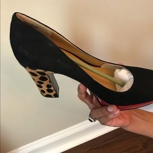 Nine West Black Suede/Leopard Print/Red Sole